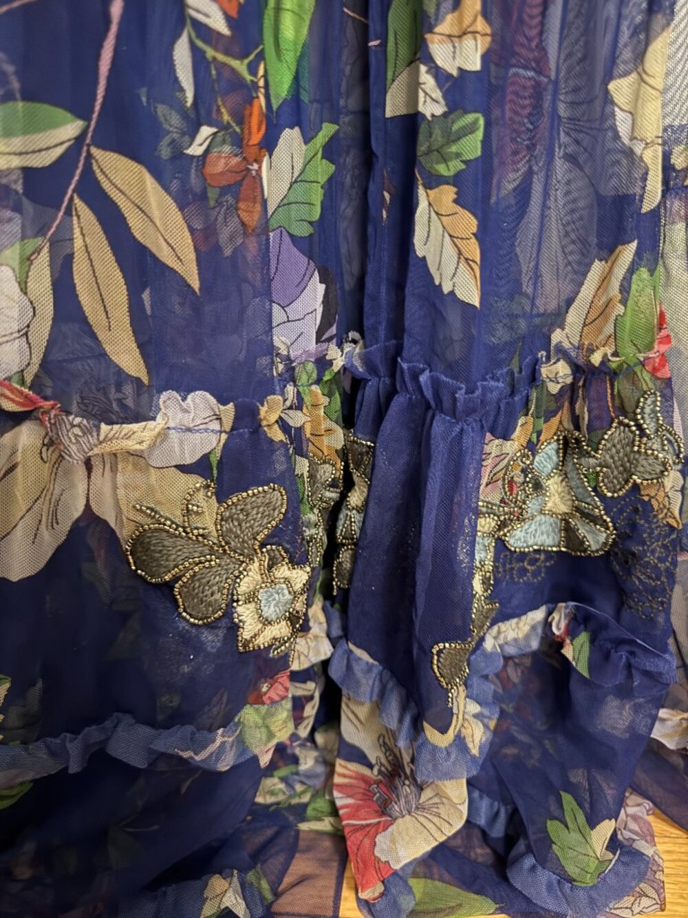 Johnny Was Mazzy Multi Ruffle Maxi Dress – Ullani Blue Floral – 2X / XXL - Picture 9 of 10